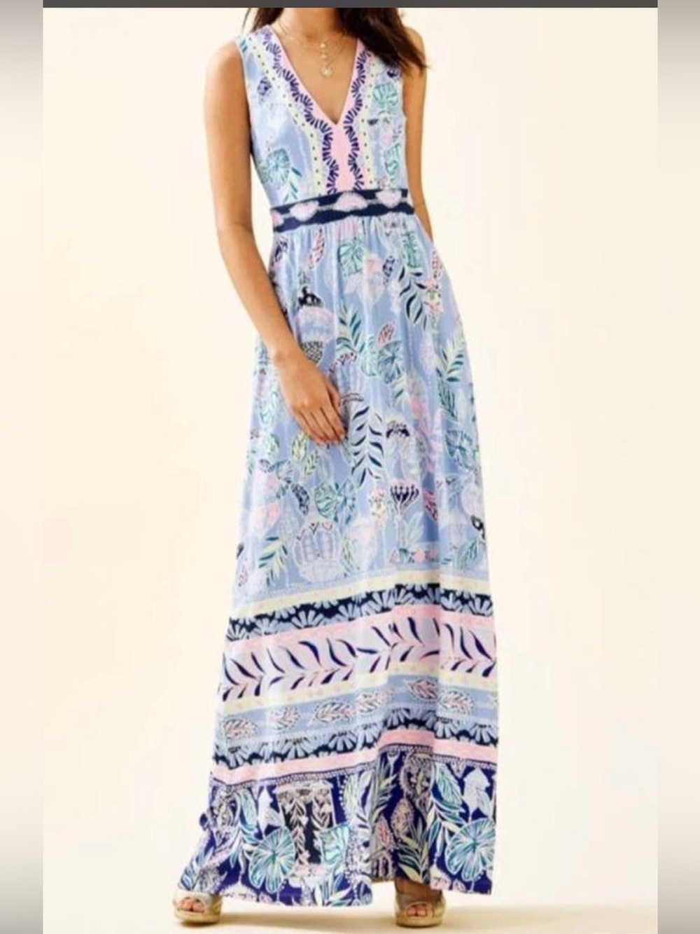 NWT Lilly Pulitzer McKinley Maxi Dress Blue Peri Lapis Lanterns size 00